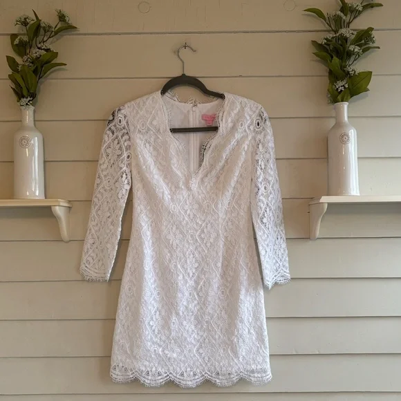 Lilly Pulitzer Meryl Dress Resort White Diamond Lace Size 0 New with Tags - Picture 3 of 16